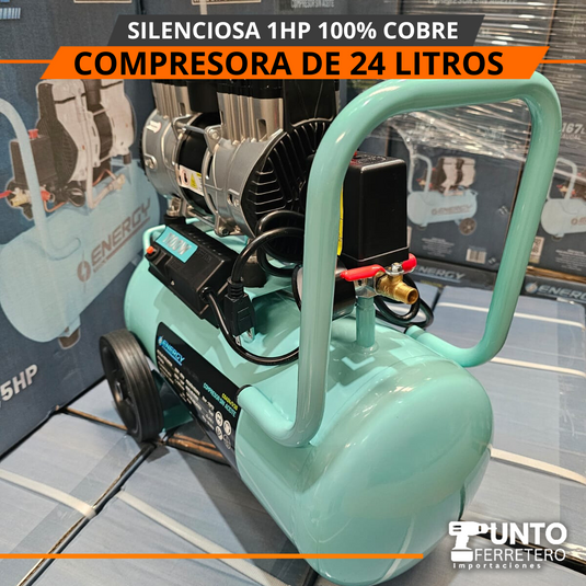 compresora de aire de 24 litros silenciosa  1.5HP  100% cobre