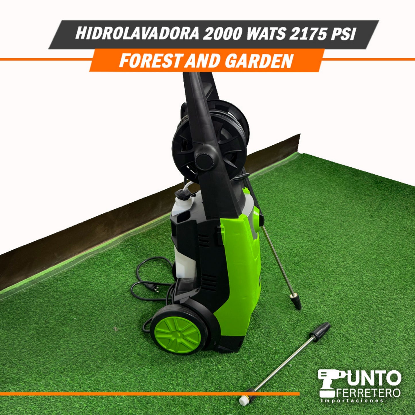 HIDROLAVADORA 2000W 2175 PS 150 BARES + CHAMPUNERA INCORPORADA