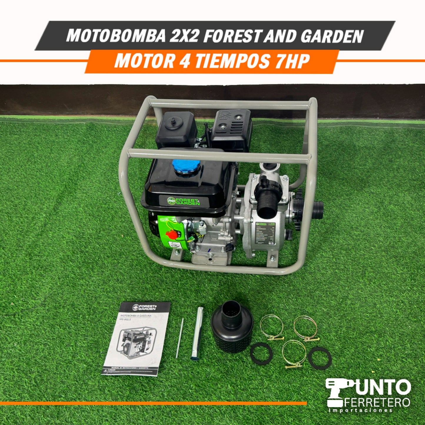 Motobomba 2x2 forest & garden motor 4 tiempos 7 hp 196cc