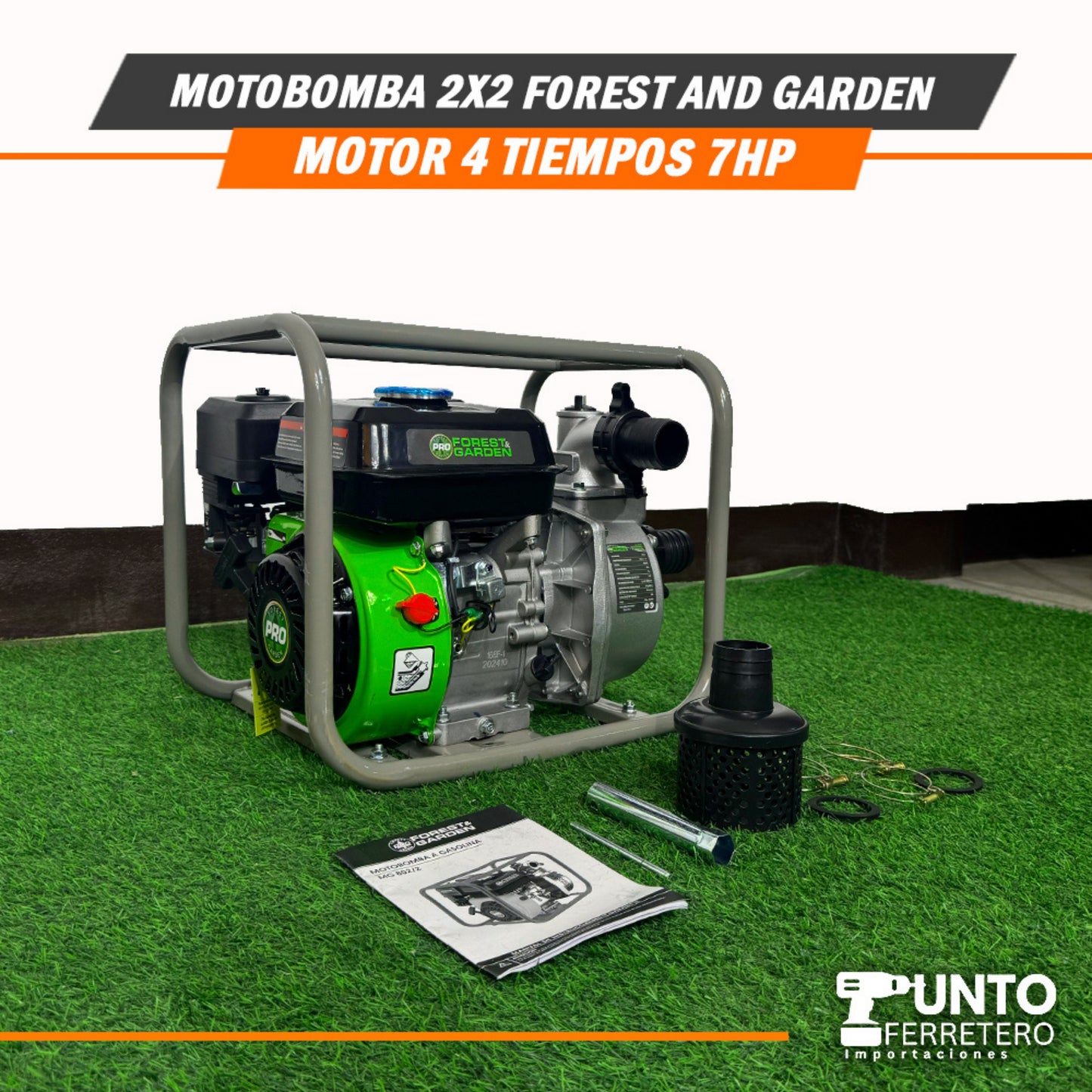 Motobomba 2x2 forest & garden motor 4 tiempos 7 hp 196cc