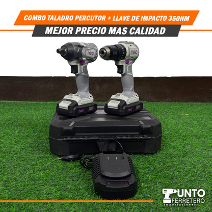 COMBO TALADRO PERCUTOR + LLAVE DE IMPACTO 350NM🛠️⚙️