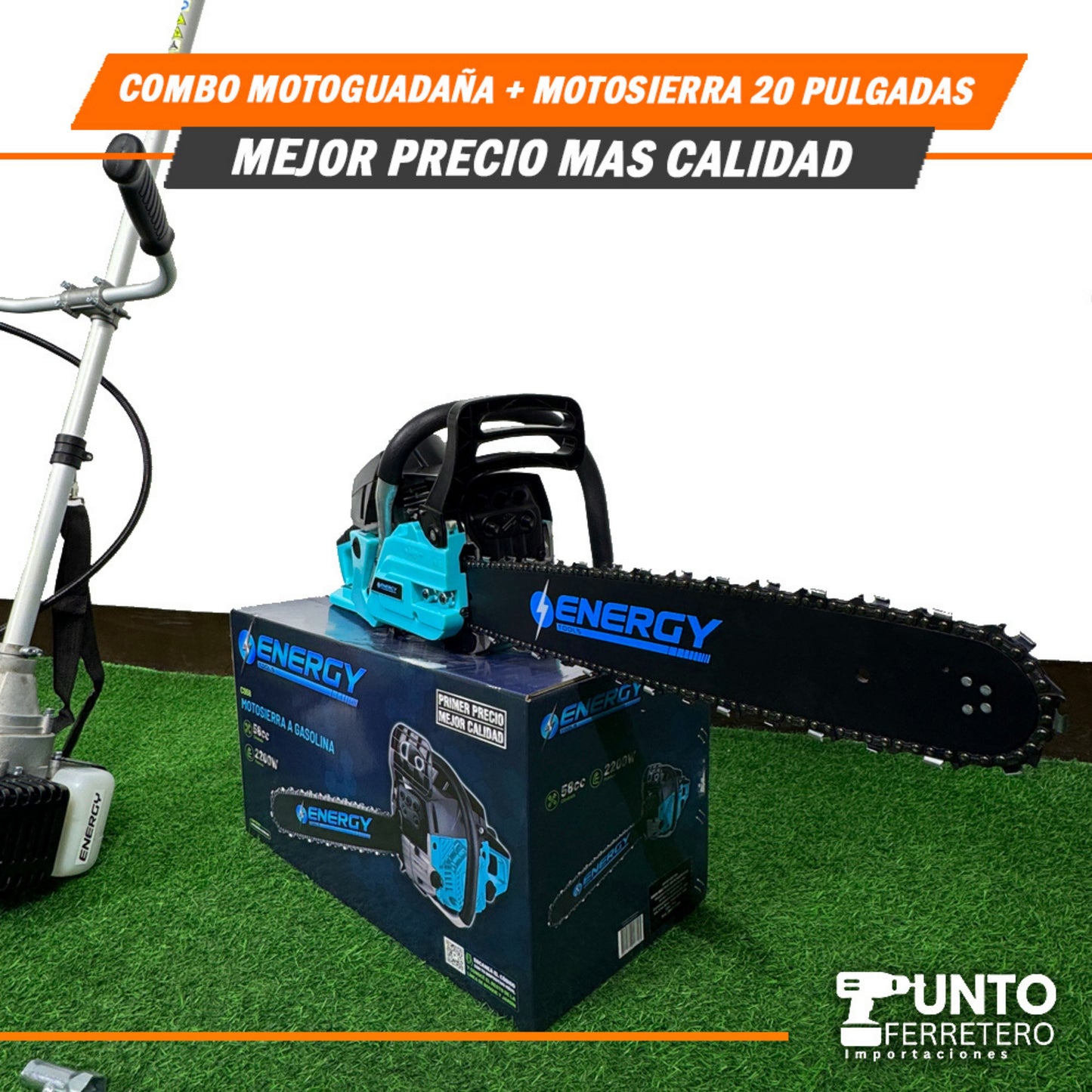 Combo de Moto guadaña Energy + 🌳Motosierra 20 Pulgadas Energy (Tecnología Americana)