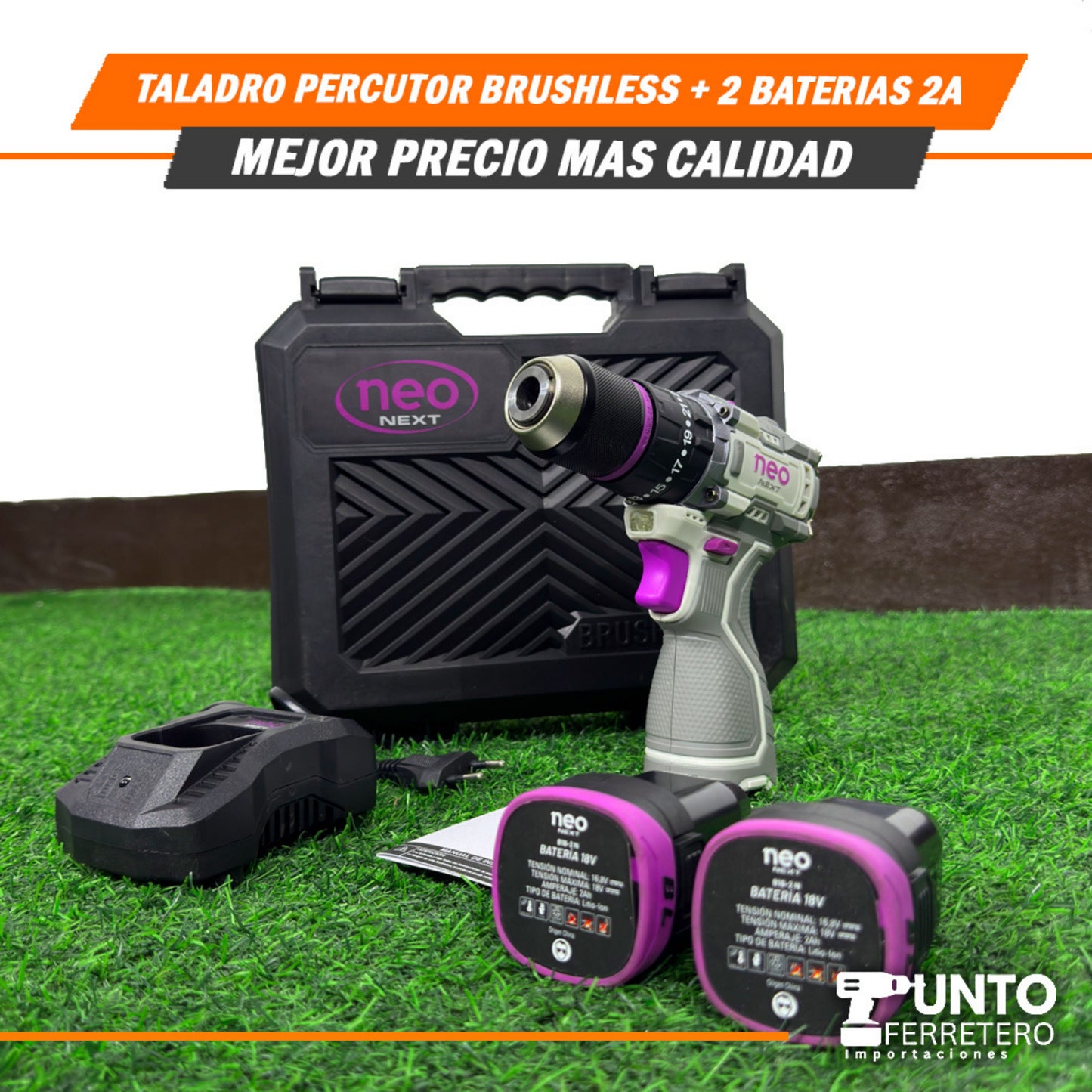 Taladro Percurtor Brushless+2 Baterías 2A🔥🔋