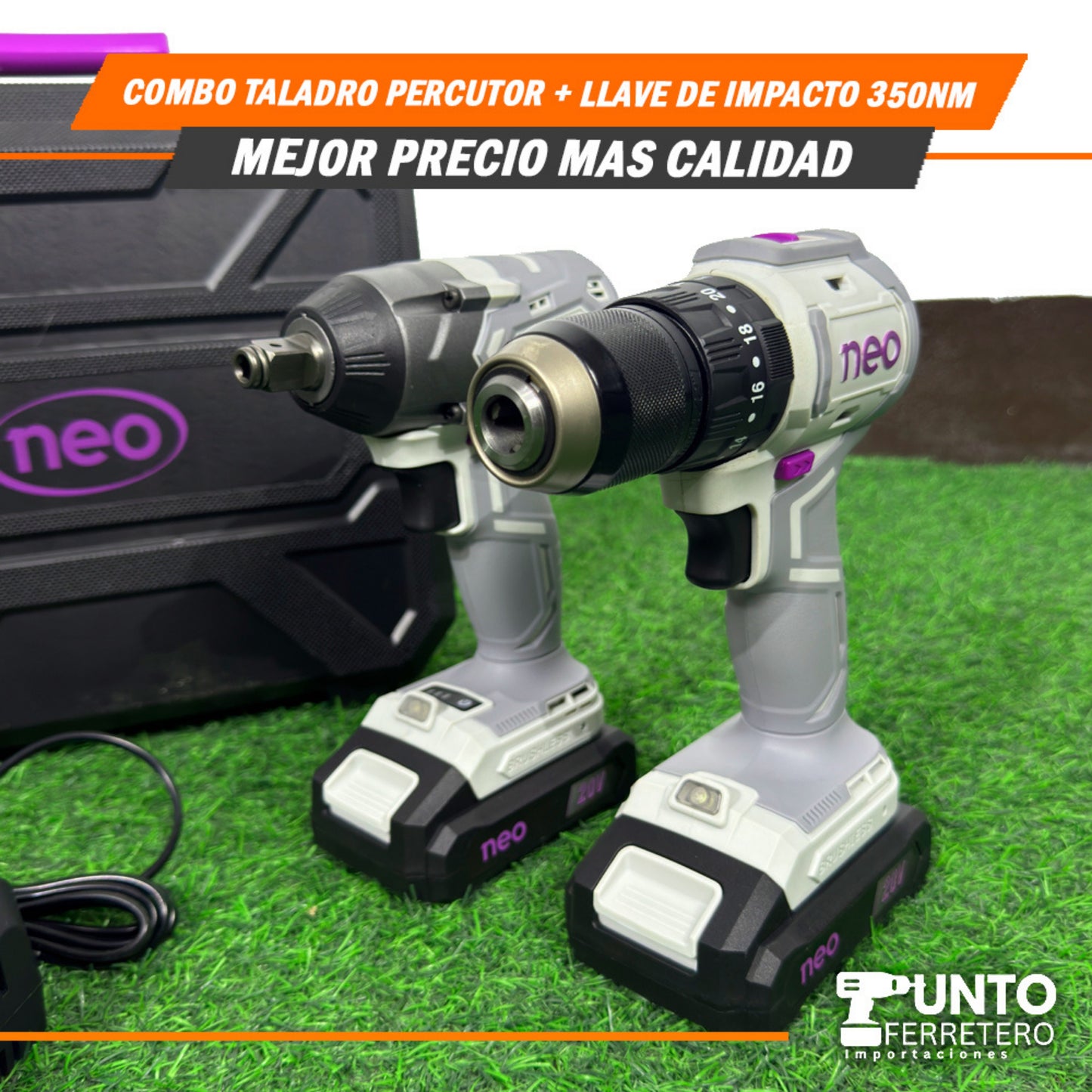 COMBO TALADRO PERCUTOR + LLAVE DE IMPACTO 350NM🛠️⚙️