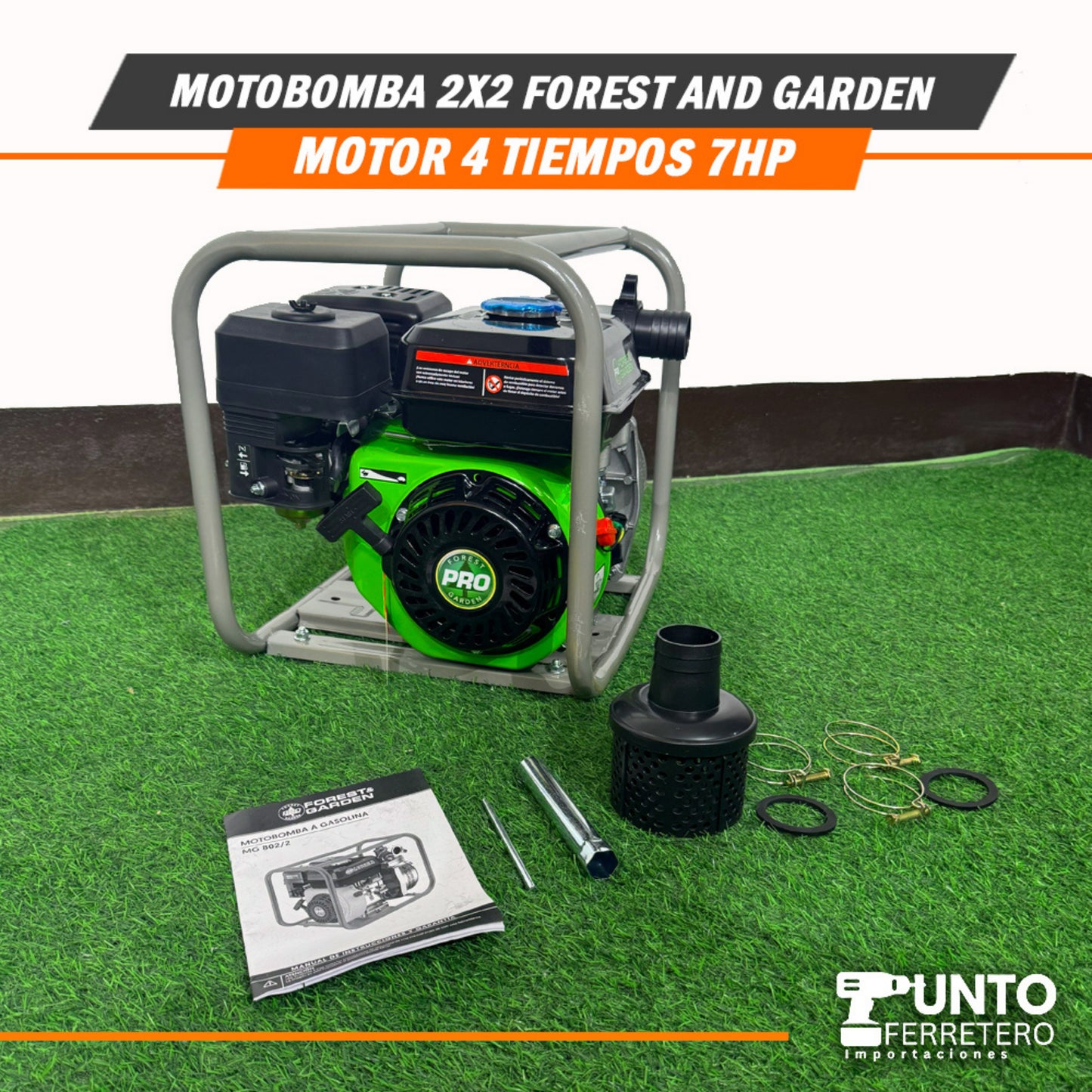 Motobomba 2x2 forest & garden motor 4 tiempos 7 hp 196cc