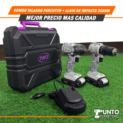 COMBO TALADRO PERCUTOR + LLAVE DE IMPACTO 350NM🛠️⚙️