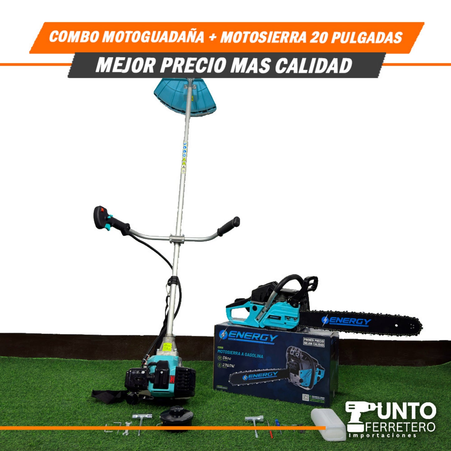 Combo de Moto guadaña Energy + 🌳Motosierra 20 Pulgadas Energy (Tecnología Americana)