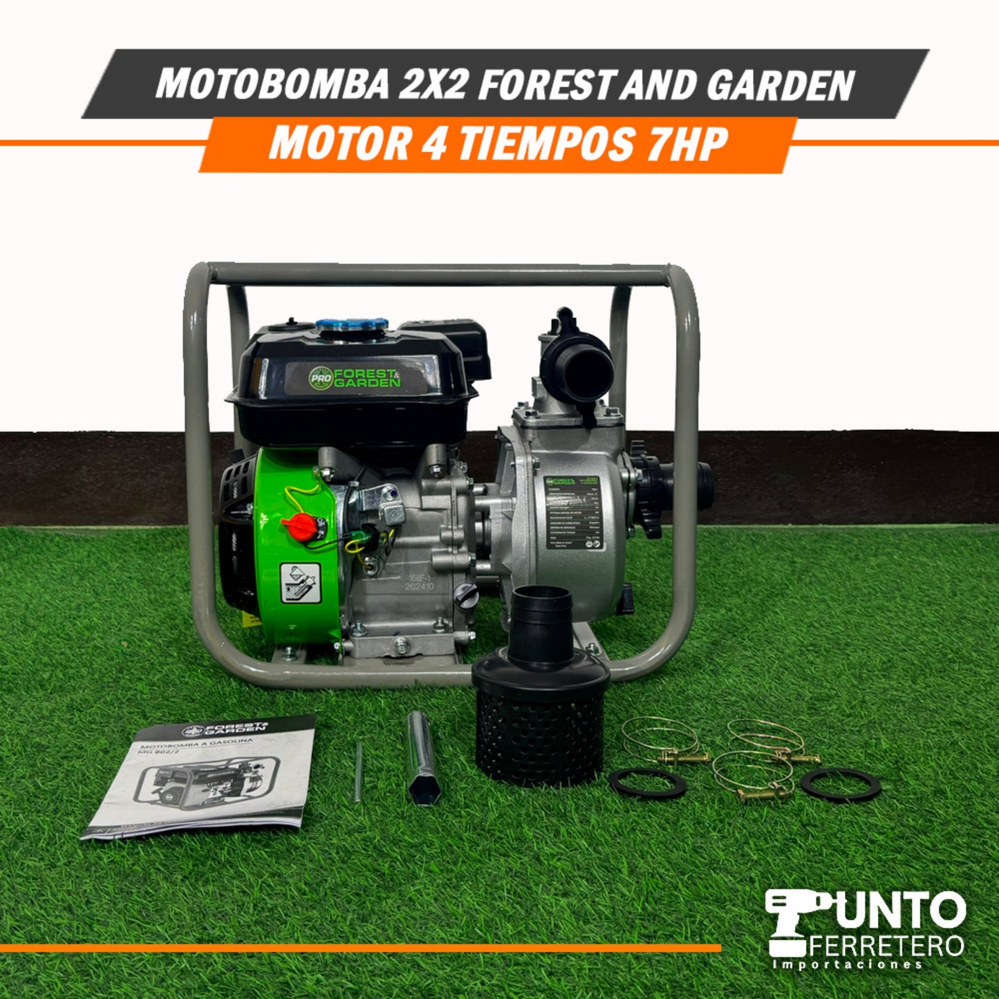 Motobomba 2x2 forest & garden motor 4 tiempos 7 hp 196cc