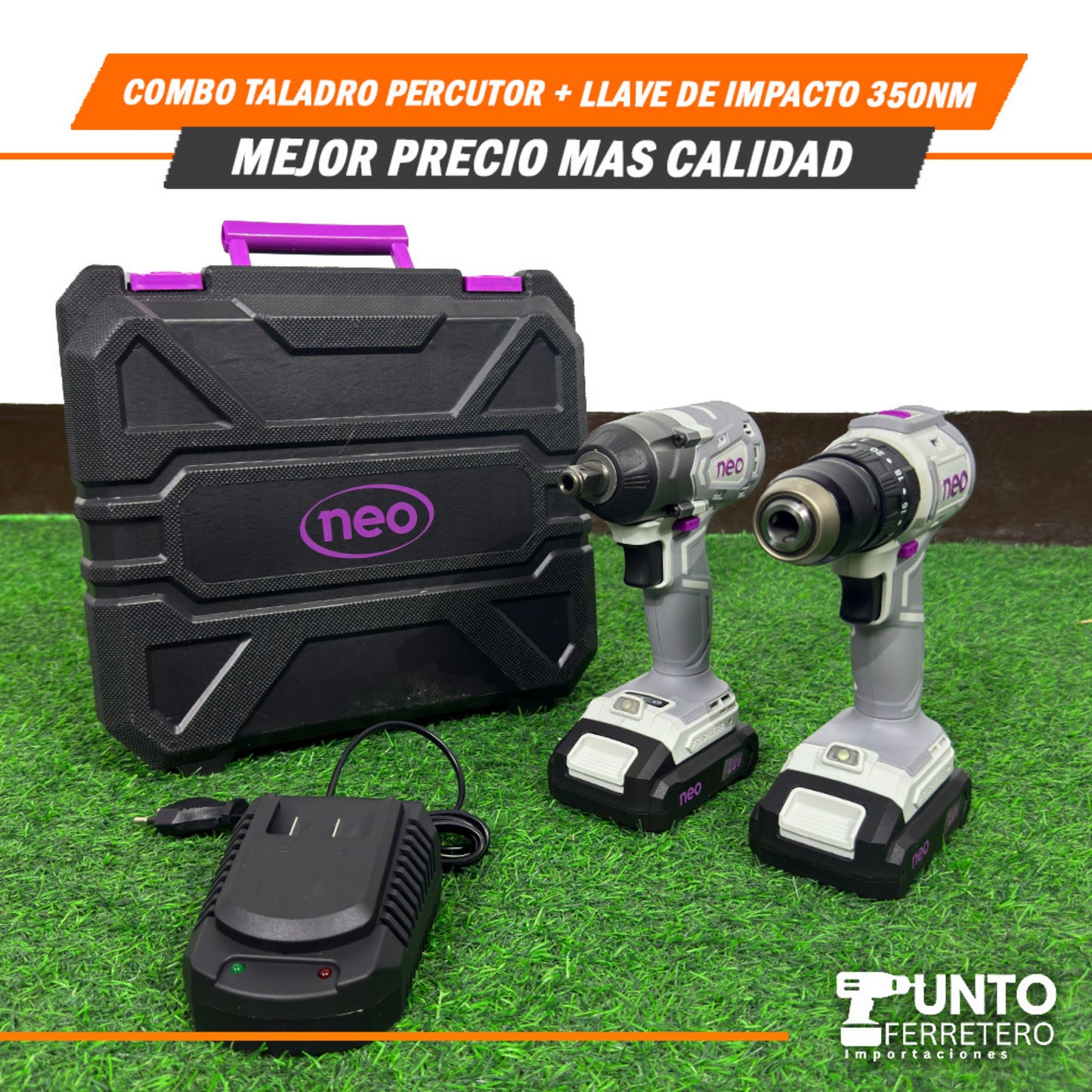 COMBO TALADRO PERCUTOR + LLAVE DE IMPACTO 350NM🛠️⚙️