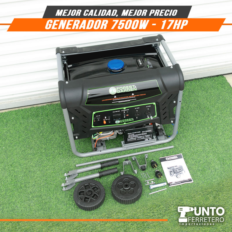 Cargue la imagen en el visor de la galería, GENERADOR ELECTRICO 7500W MOTOR 4 TIEMPOS 420 CC 25 LITROS forest &amp; garden
