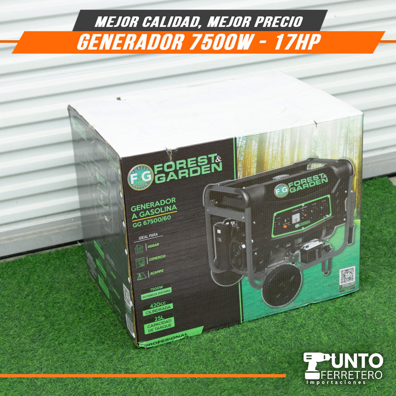 Cargue la imagen en el visor de la galería, GENERADOR ELECTRICO 7500W MOTOR 4 TIEMPOS 420 CC 25 LITROS forest &amp; garden
