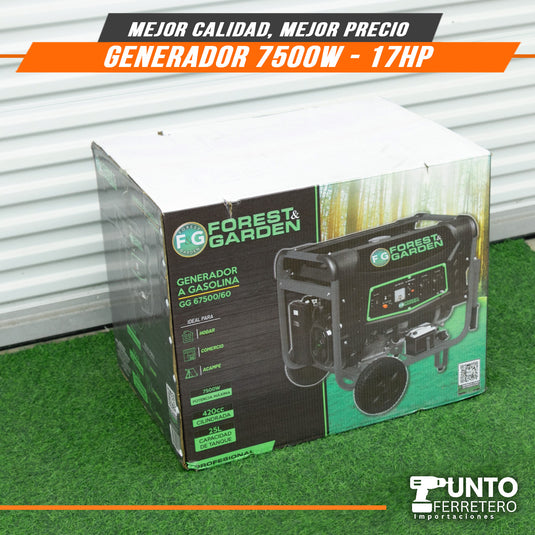 GENERADOR ELECTRICO 7500W MOTOR 4 TIEMPOS 420 CC 25 LITROS forest & garden