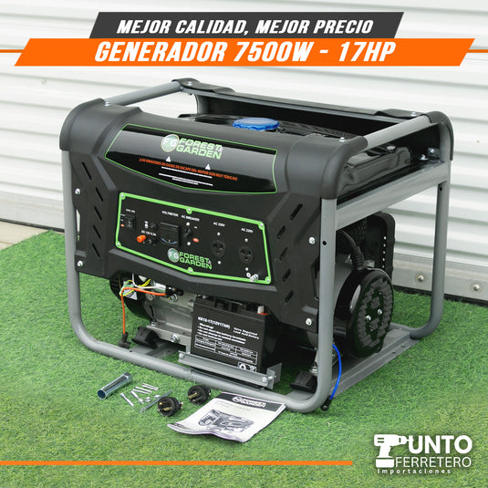 GENERADOR ELECTRICO 7500W MOTOR 4 TIEMPOS 420 CC 25 LITROS forest & garden