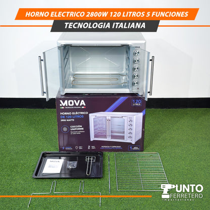 HORNO ELÉCTRICO MOVA 2800W – 120 LITROS – 5 FUNCIONES – TECNOLOGÍA ITALIANA
