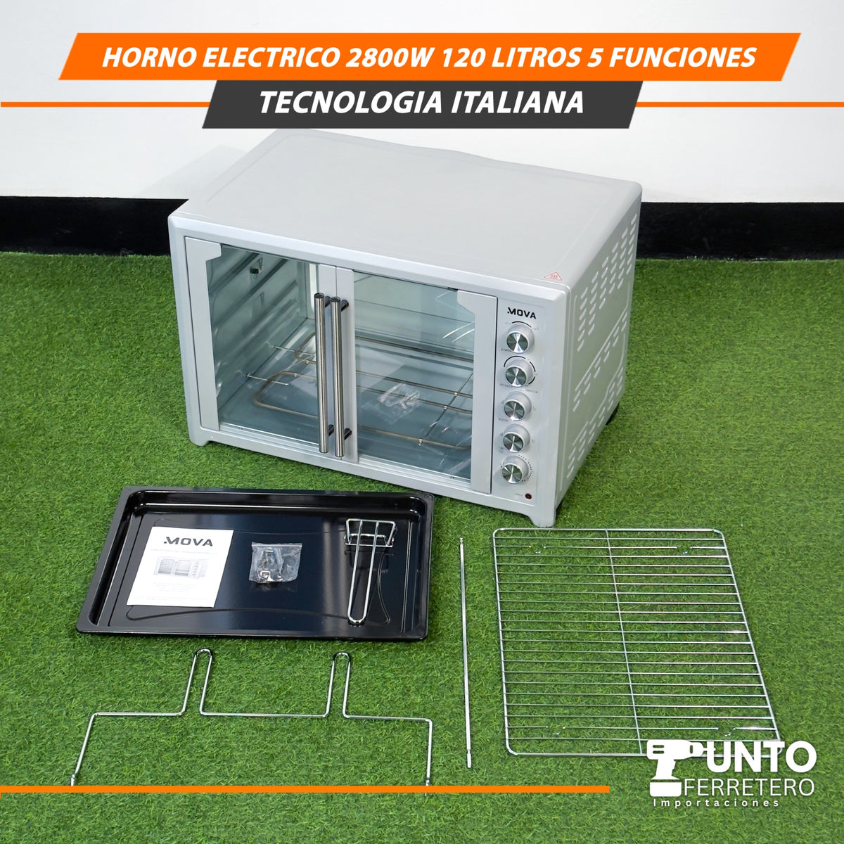 HORNO ELÉCTRICO MOVA 2800W – 120 LITROS – 5 FUNCIONES – TECNOLOGÍA ITALIANA