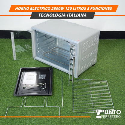HORNO ELÉCTRICO MOVA 2800W – 120 LITROS – 5 FUNCIONES – TECNOLOGÍA ITALIANA