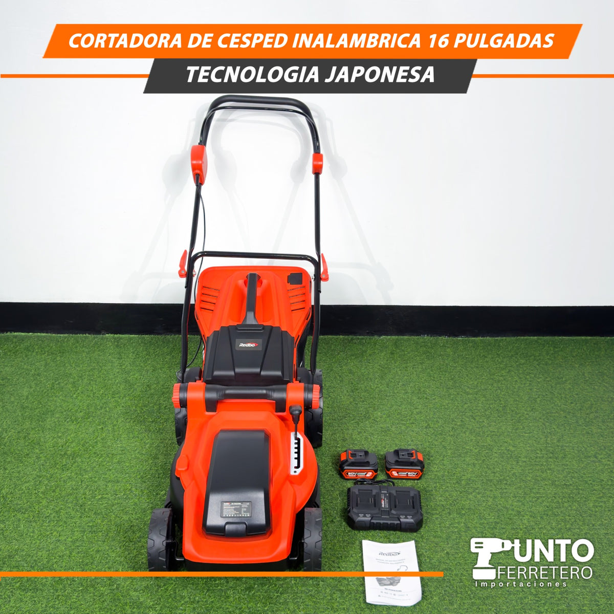 CORTADORA DE CÉSPED INALÁMBRICA REDBO DE 16” – TECNOLOGÍA JAPONESA