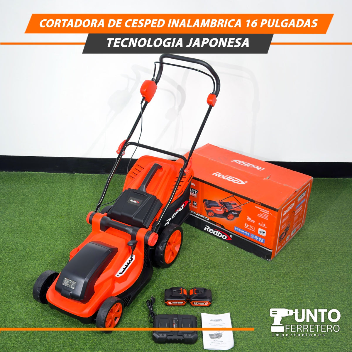 CORTADORA DE CÉSPED INALÁMBRICA REDBO DE 16” – TECNOLOGÍA JAPONESA