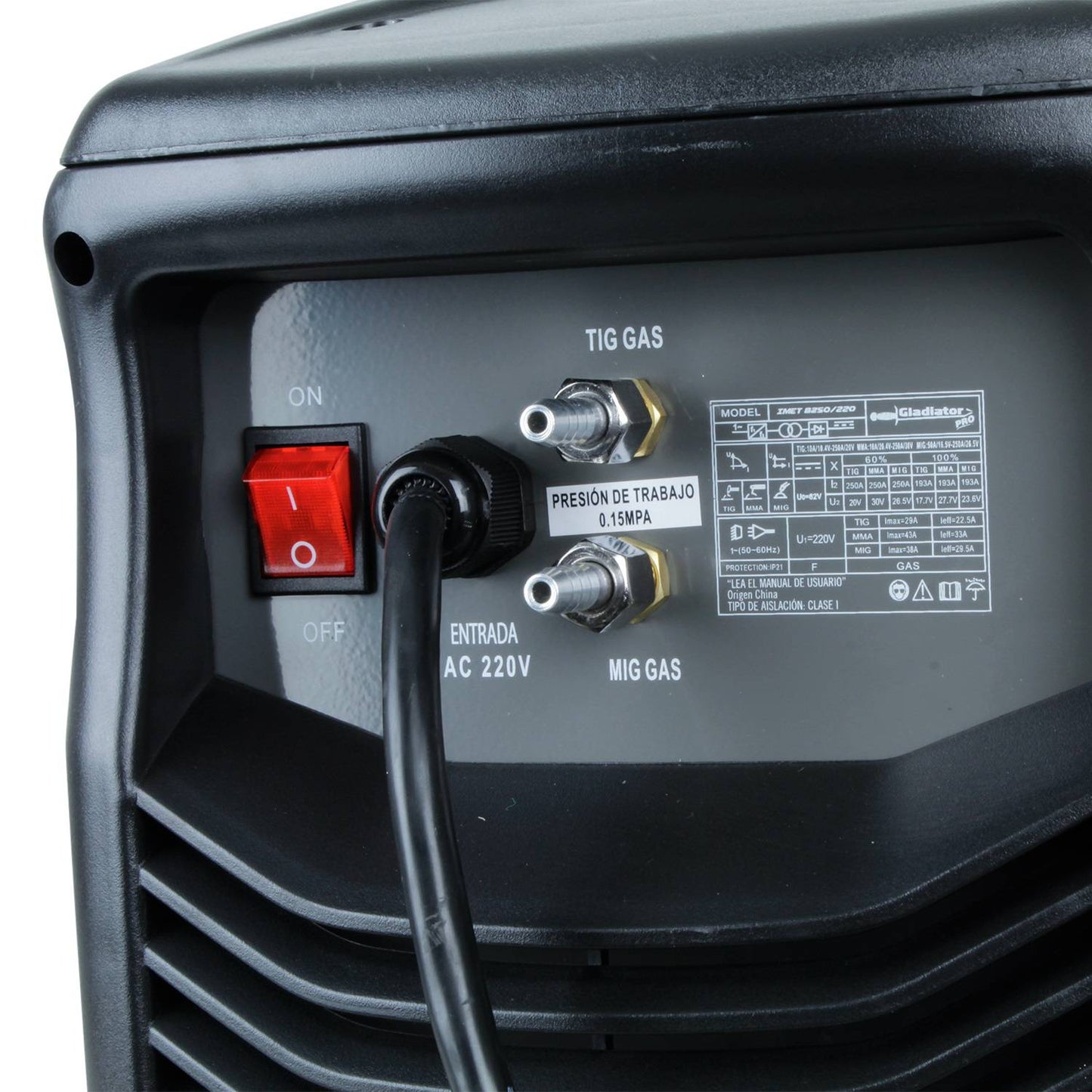 INVERTER MULTIPROCESO 250 AMP MIG FLUX + ELECTRODO + TIG-LIFT - GLADIATOR